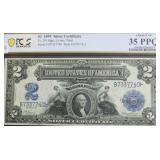 1899 PCGS VF35PPQ 2 $ SILVER CERTIFICATE