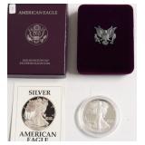 1991 PROOF SILVER EAGLE W BOX PAPERS