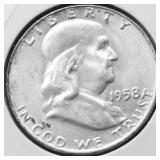 1958D GEM BU FBL FRANKLIN HALF DOLLAR