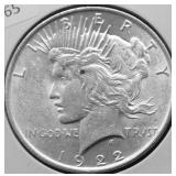 1922 CHOICE BU PEACE DOLLAR