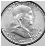 1951 CHOICE BU FRANKLIN HALF DOLLAR