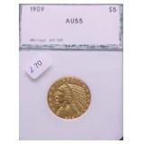 1909 PCI AU 55 HALF EAGLE  PQ