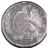 1858 O SEATED HALF DOLLAR VG