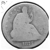 1875 SEATED HALF DOLLAR AG
