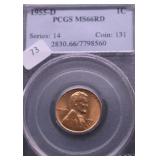 1955 D PCGS MS66 RED LINCOLN CENT