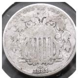 1881 SHILED NICKEL VG