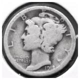 1918 D MERCURY DIME VG
