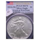 2014 W PCGS MS70 SILVER EAGLE