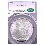 1886 CAC MS63 MORGAN DOLLAR
