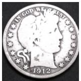 1912 S BARBER HALF DOLLAR VG
