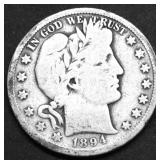 1894 S BARBER HALF DOLLAR VG