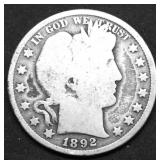 1892 BARBER HALF DOLLAR G