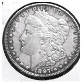 1897 MORGAN DOLLAR AU