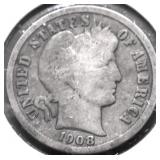 1908 BARBER DIME G