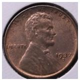 1937 D GEM RB LINCOLN CENT