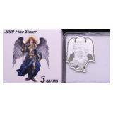 5 GRAM .999 SILVER ART BAR W BOX PAPERS