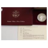 PROOF OLYMPIC SILVER DOLLAR W BOX PAPERS