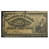 1900 CANADA FRACTIONAL 25 CENTS VG