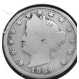 1886 V NICKEL VERY RARE DATE VG PQ