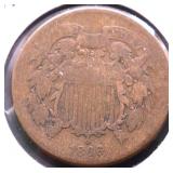 1866 TWO CENT PIECE VG