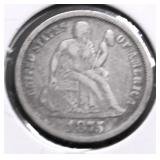 1875 SEATED DIME VF