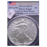 2014 W PCGS MS70 SILVER EAGLE