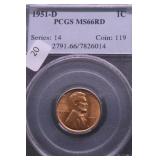 1951 D PCGS MS66 RED LINCOLN CENT