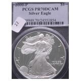 2000 P PCGS PF70DC SILVER EAGLE