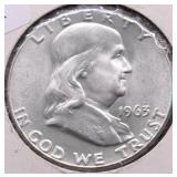 1963 GEM BU FRANKLIN HALF DOLLAR