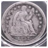 1857 HALF DIME VF PQ