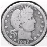1902 O BARBER QUARTER G