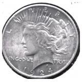 1924 PEACE DOLLAR AU
