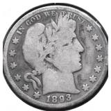 1893 O BARBER HALF DOLLAR VG