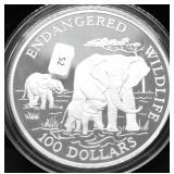 1991 PROOF COOK ISLANDS SILVER 100 $  5 OZ