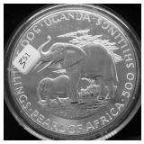 1981 UGANDA SILVER 500 SHILLINGS  5 OZ