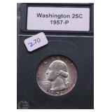1957 GEM BU WASHINGTON QUARTER