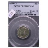 2000 S PCGS PF69DC ROOSEVELT DIME