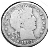 1907 S BARBER HALF DOLLAR G
