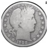 1908 D BARBER HALF DOLLAR G