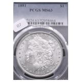 1881 PCGS MS63 MORGAN DOLLAR