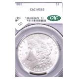 1886 CAC MS63 MORGAN DOLLAR
