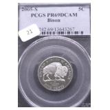 2005 S PCGS PF69DC BISON NICKEL