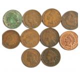 10 INDIAN HEAD CENTS