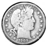 1909 S BARBER HALF DOLLAR F