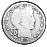 1915 S BARBER HALF DOLLAR F