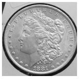 1881 O MORGAN DOLLAR AU