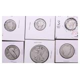 6 SILVER US COINS