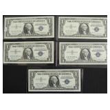 5 GEM BU CONSECUTIVE SERIAL # SILVER CERTIFICATES