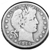 1914 S BARBER HALF DOLLAR F