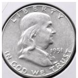 1951 CHOICE BU FRANKLIN HALF DOLLAR